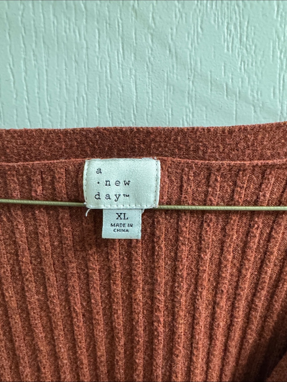 a new day Rust Ribbed V-Neck Button Cardigan - Picture 2 of 3
